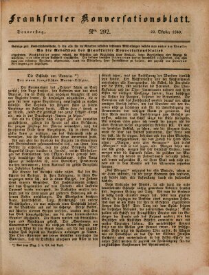 Frankfurter Konversationsblatt (Frankfurter Ober-Post-Amts-Zeitung) Donnerstag 22. Oktober 1840