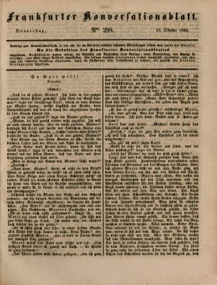 Frankfurter Konversationsblatt (Frankfurter Ober-Post-Amts-Zeitung) Donnerstag 29. Oktober 1840