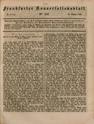 Frankfurter Konversationsblatt (Frankfurter Ober-Post-Amts-Zeitung) Freitag 30. Oktober 1840