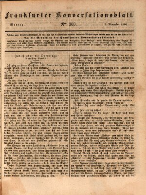 Frankfurter Konversationsblatt (Frankfurter Ober-Post-Amts-Zeitung) Montag 2. November 1840