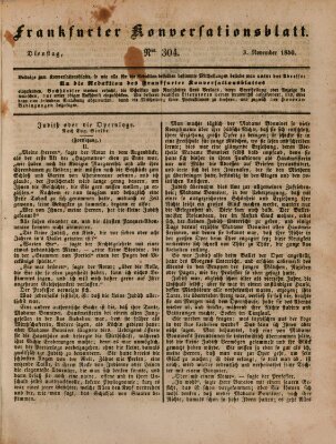 Frankfurter Konversationsblatt (Frankfurter Ober-Post-Amts-Zeitung) Dienstag 3. November 1840