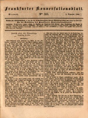 Frankfurter Konversationsblatt (Frankfurter Ober-Post-Amts-Zeitung) Mittwoch 4. November 1840