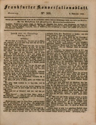 Frankfurter Konversationsblatt (Frankfurter Ober-Post-Amts-Zeitung) Sonntag 8. November 1840