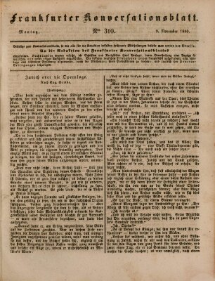 Frankfurter Konversationsblatt (Frankfurter Ober-Post-Amts-Zeitung) Montag 9. November 1840