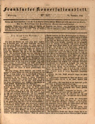 Frankfurter Konversationsblatt (Frankfurter Ober-Post-Amts-Zeitung) Montag 16. November 1840