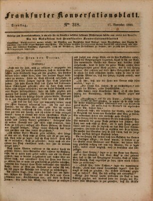 Frankfurter Konversationsblatt (Frankfurter Ober-Post-Amts-Zeitung) Dienstag 17. November 1840