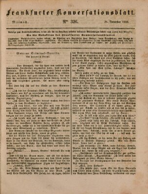 Frankfurter Konversationsblatt (Frankfurter Ober-Post-Amts-Zeitung) Mittwoch 25. November 1840