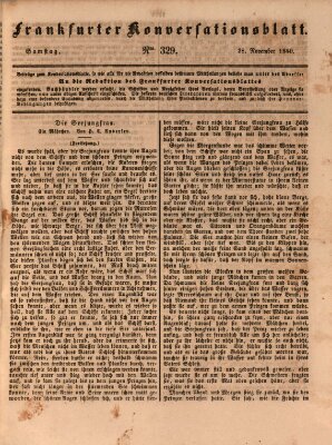 Frankfurter Konversationsblatt (Frankfurter Ober-Post-Amts-Zeitung) Samstag 28. November 1840