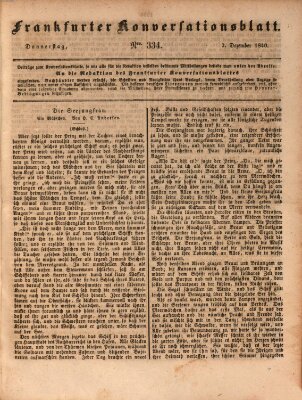 Frankfurter Konversationsblatt (Frankfurter Ober-Post-Amts-Zeitung) Donnerstag 3. Dezember 1840