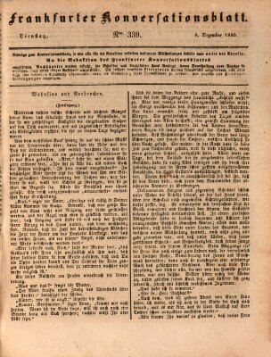 Frankfurter Konversationsblatt (Frankfurter Ober-Post-Amts-Zeitung) Dienstag 8. Dezember 1840