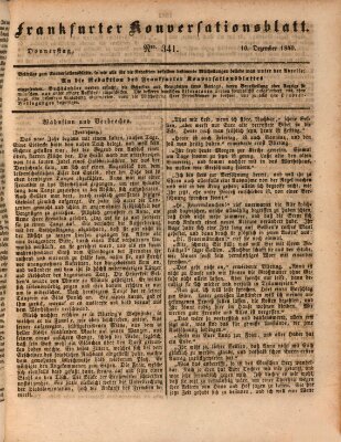 Frankfurter Konversationsblatt (Frankfurter Ober-Post-Amts-Zeitung) Donnerstag 10. Dezember 1840