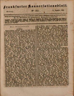 Frankfurter Konversationsblatt (Frankfurter Ober-Post-Amts-Zeitung) Montag 21. Dezember 1840