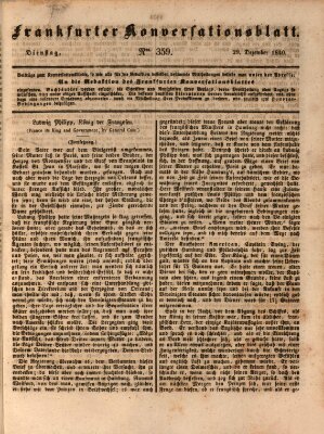 Frankfurter Konversationsblatt (Frankfurter Ober-Post-Amts-Zeitung) Dienstag 29. Dezember 1840