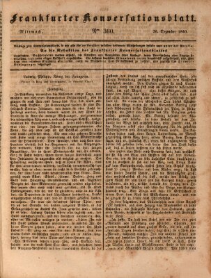 Frankfurter Konversationsblatt (Frankfurter Ober-Post-Amts-Zeitung) Mittwoch 30. Dezember 1840