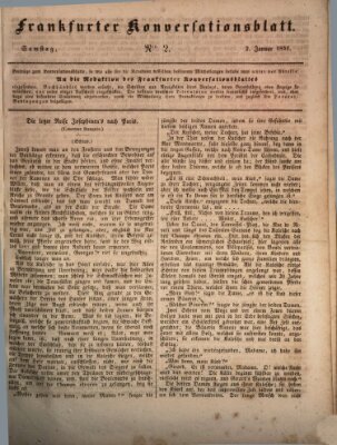 Frankfurter Konversationsblatt (Frankfurter Ober-Post-Amts-Zeitung) Samstag 2. Januar 1841