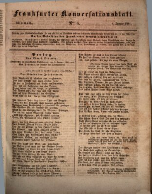 Frankfurter Konversationsblatt (Frankfurter Ober-Post-Amts-Zeitung) Mittwoch 6. Januar 1841