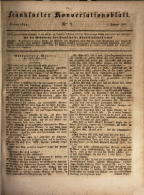 Frankfurter Konversationsblatt (Frankfurter Ober-Post-Amts-Zeitung) Donnerstag 7. Januar 1841