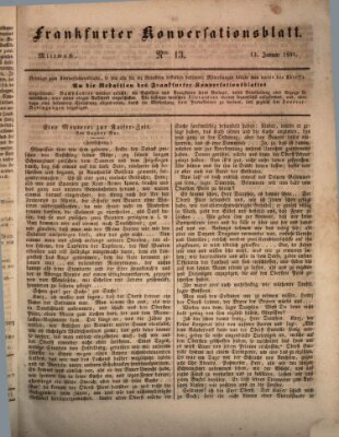 Frankfurter Konversationsblatt (Frankfurter Ober-Post-Amts-Zeitung) Mittwoch 13. Januar 1841