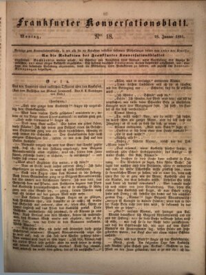 Frankfurter Konversationsblatt (Frankfurter Ober-Post-Amts-Zeitung) Montag 18. Januar 1841