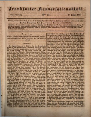 Frankfurter Konversationsblatt (Frankfurter Ober-Post-Amts-Zeitung) Donnerstag 21. Januar 1841