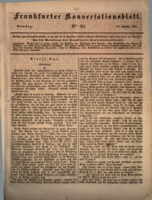 Frankfurter Konversationsblatt (Frankfurter Ober-Post-Amts-Zeitung) Samstag 30. Januar 1841