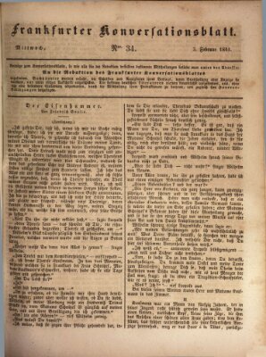 Frankfurter Konversationsblatt (Frankfurter Ober-Post-Amts-Zeitung) Mittwoch 3. Februar 1841