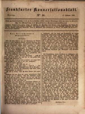 Frankfurter Konversationsblatt (Frankfurter Ober-Post-Amts-Zeitung) Montag 15. Februar 1841