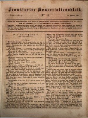 Frankfurter Konversationsblatt (Frankfurter Ober-Post-Amts-Zeitung) Donnerstag 18. Februar 1841