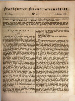 Frankfurter Konversationsblatt (Frankfurter Ober-Post-Amts-Zeitung) Samstag 20. Februar 1841