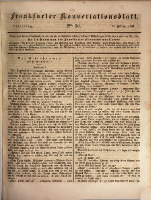 Frankfurter Konversationsblatt (Frankfurter Ober-Post-Amts-Zeitung) Donnerstag 25. Februar 1841