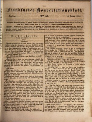 Frankfurter Konversationsblatt (Frankfurter Ober-Post-Amts-Zeitung) Freitag 26. Februar 1841