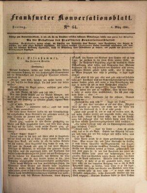 Frankfurter Konversationsblatt (Frankfurter Ober-Post-Amts-Zeitung) Freitag 5. März 1841