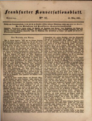 Frankfurter Konversationsblatt (Frankfurter Ober-Post-Amts-Zeitung) Sonntag 28. März 1841