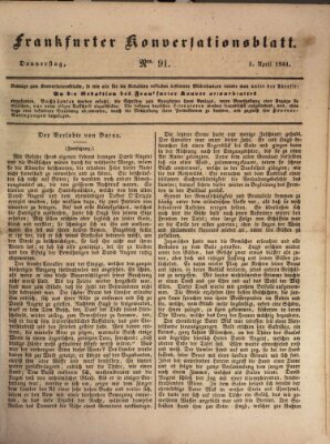 Frankfurter Konversationsblatt (Frankfurter Ober-Post-Amts-Zeitung) Donnerstag 1. April 1841