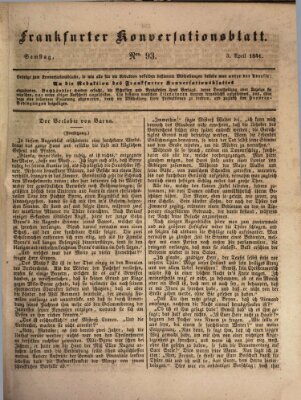 Frankfurter Konversationsblatt (Frankfurter Ober-Post-Amts-Zeitung) Samstag 3. April 1841