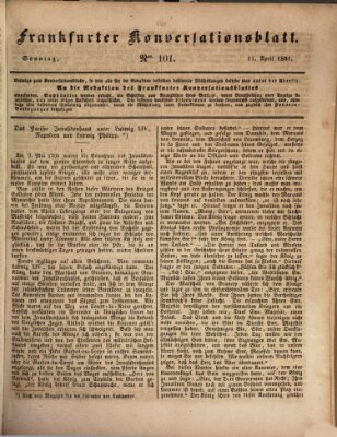 Frankfurter Konversationsblatt (Frankfurter Ober-Post-Amts-Zeitung) Sonntag 11. April 1841