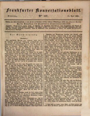 Frankfurter Konversationsblatt (Frankfurter Ober-Post-Amts-Zeitung) Sonntag 18. April 1841