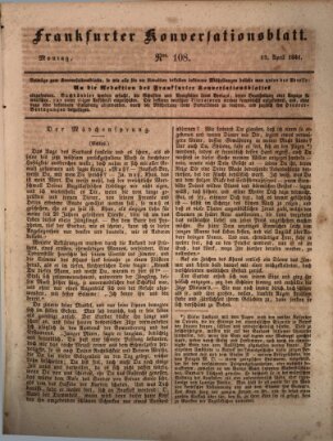 Frankfurter Konversationsblatt (Frankfurter Ober-Post-Amts-Zeitung) Monday 19. April 1841