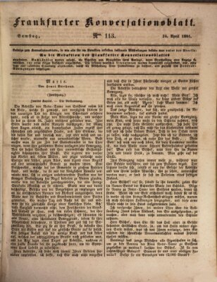 Frankfurter Konversationsblatt (Frankfurter Ober-Post-Amts-Zeitung) Samstag 24. April 1841