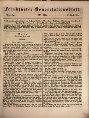 Frankfurter Konversationsblatt (Frankfurter Ober-Post-Amts-Zeitung) Dienstag 27. April 1841