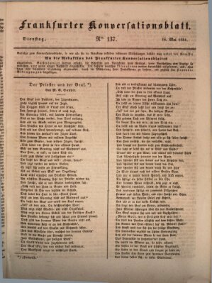 Frankfurter Konversationsblatt (Frankfurter Ober-Post-Amts-Zeitung) Dienstag 18. Mai 1841