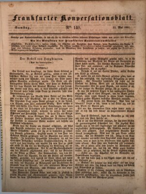 Frankfurter Konversationsblatt (Frankfurter Ober-Post-Amts-Zeitung) Samstag 22. Mai 1841