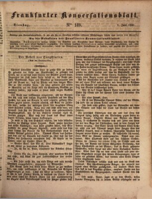 Frankfurter Konversationsblatt (Frankfurter Ober-Post-Amts-Zeitung) Dienstag 1. Juni 1841