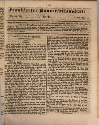 Frankfurter Konversationsblatt (Frankfurter Ober-Post-Amts-Zeitung) Donnerstag 3. Juni 1841