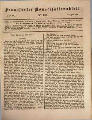 Frankfurter Konversationsblatt (Frankfurter Ober-Post-Amts-Zeitung) Samstag 12. Juni 1841