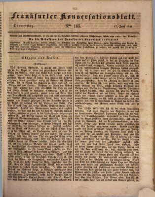 Frankfurter Konversationsblatt (Frankfurter Ober-Post-Amts-Zeitung) Donnerstag 17. Juni 1841