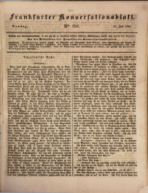 Frankfurter Konversationsblatt (Frankfurter Ober-Post-Amts-Zeitung) Samstag 10. Juli 1841