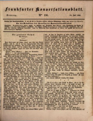 Frankfurter Konversationsblatt (Frankfurter Ober-Post-Amts-Zeitung) Sonntag 18. Juli 1841