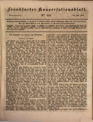 Frankfurter Konversationsblatt (Frankfurter Ober-Post-Amts-Zeitung) Donnerstag 22. Juli 1841