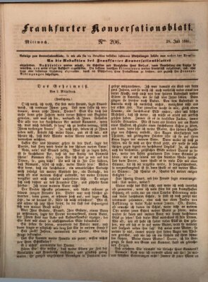 Frankfurter Konversationsblatt (Frankfurter Ober-Post-Amts-Zeitung) Mittwoch 28. Juli 1841